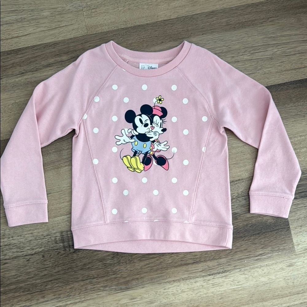 NWT GAP Disney Minnie Mickey Dot Sweatshirt Pink 5